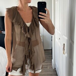 Illia 100% Silk Ruffle Tie-Front Tunic Top 4